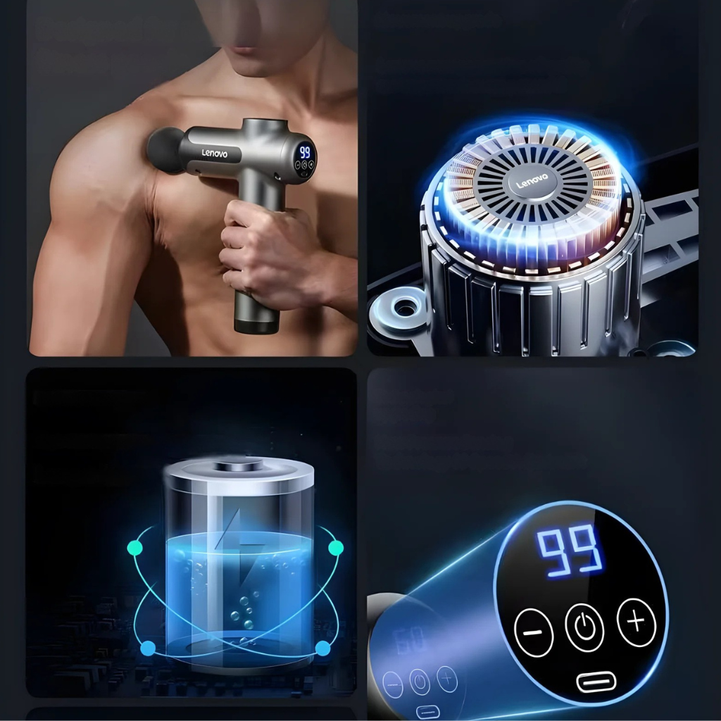 Pistolet Fascia Lenovo | Masseuse musculaire professionnelle avec écran tactile LED