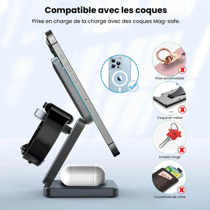 Chargeur sans fil magnétique pliable 3-en-1