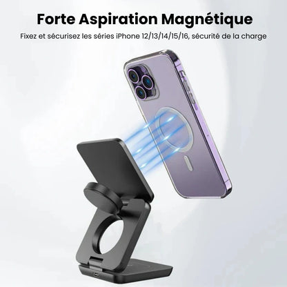 Chargeur sans fil magnétique pliable 3-en-1
