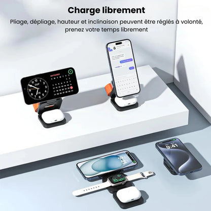 Chargeur sans fil magnétique pliable 3-en-1